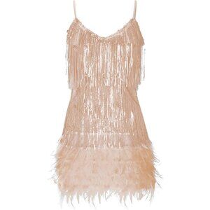 Women's Sequin Cocktail Dresses 1920s Flapper Dress Gatsby Fringe Mini Dresses F